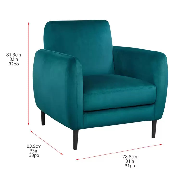 Living Style Teal Velvet Accent Chair