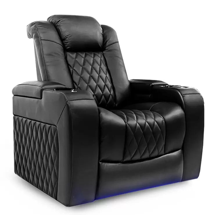 Valencia Tuscany Black Leather Power Reclining Home Theatre Chair