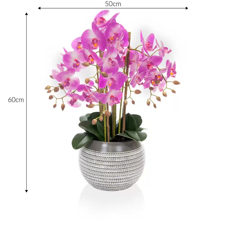 Artificial Large Pink Orchid in Ceramic Pot