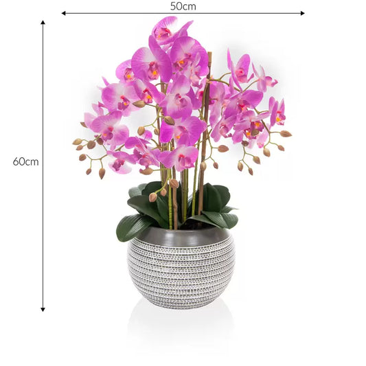 Artificial Large Pink Orchid in Ceramic Pot