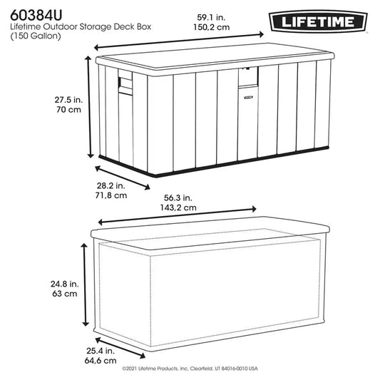 Lifetime 568 Litre Modern Outdoor Storage Deck Box - Model 60384U