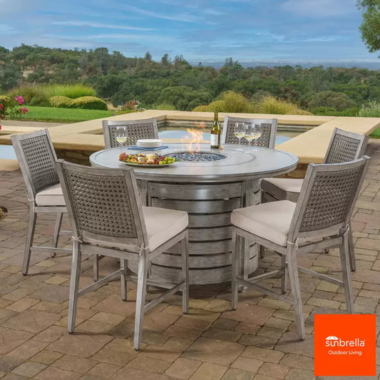 SunVilla Tully 7 Piece High Dining Fire Set + Cover