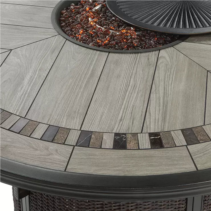 Agio Conway 7 Piece High Dining Wicker Fire Set Cover