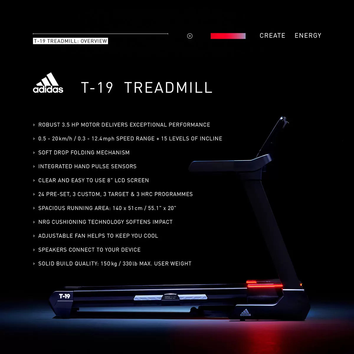 Adidas T-19 Treadmill - Delivery Only
