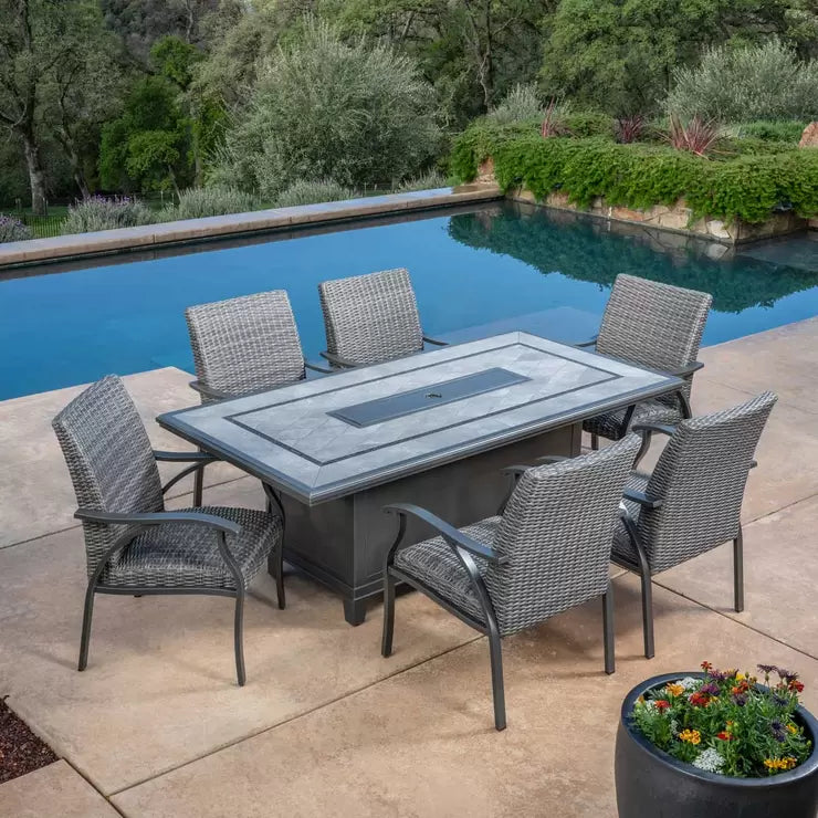 SunVilla Indigo Piece Wicker Fire Dining Patio Set Cover