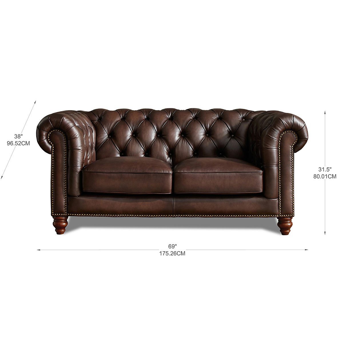 Allington 2 Seater Brown Leather Chesterfield Sofa - Signature Retail Stores