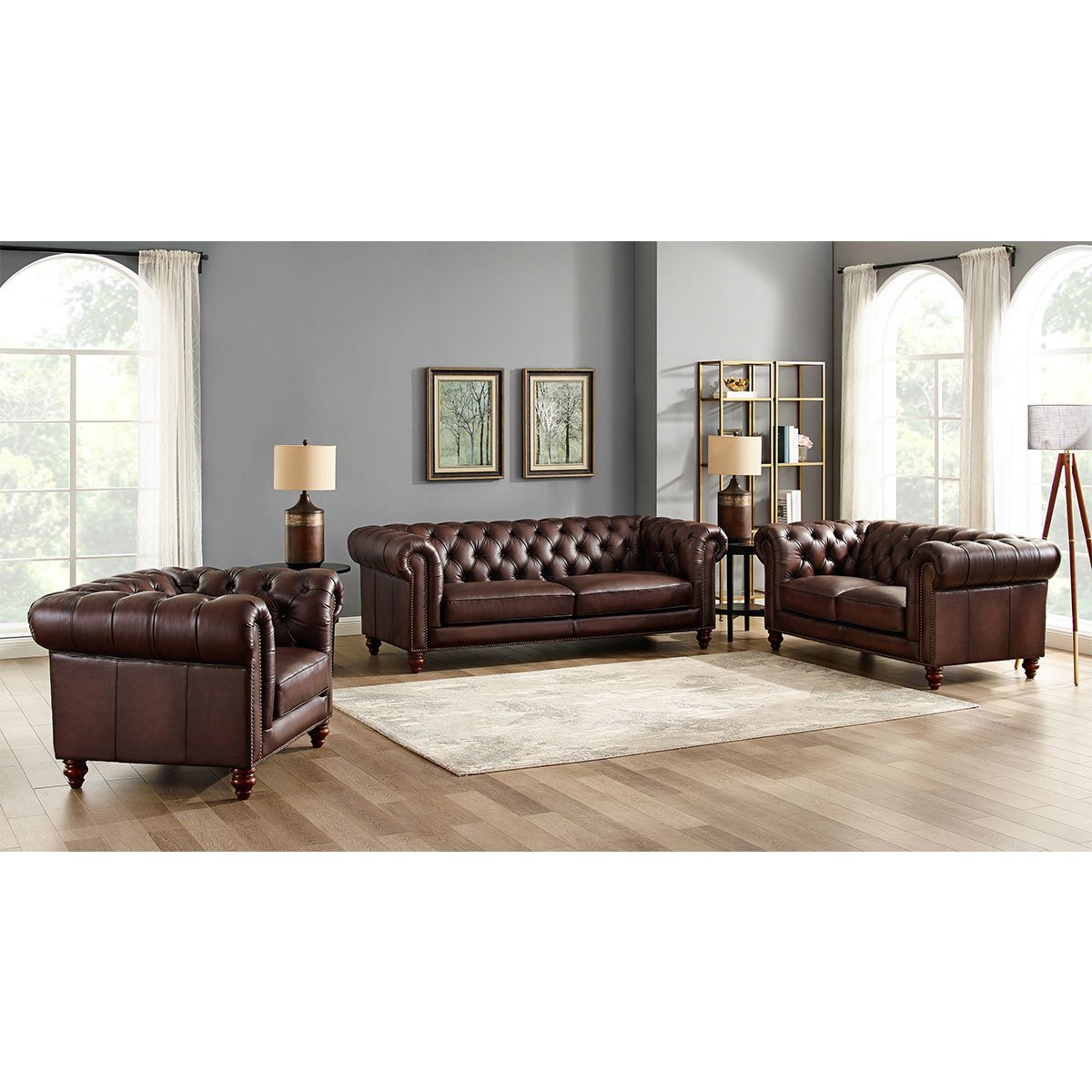 Allington 3 Seater Brown Leather Chesterfield Sofa – Signature Retail ...
