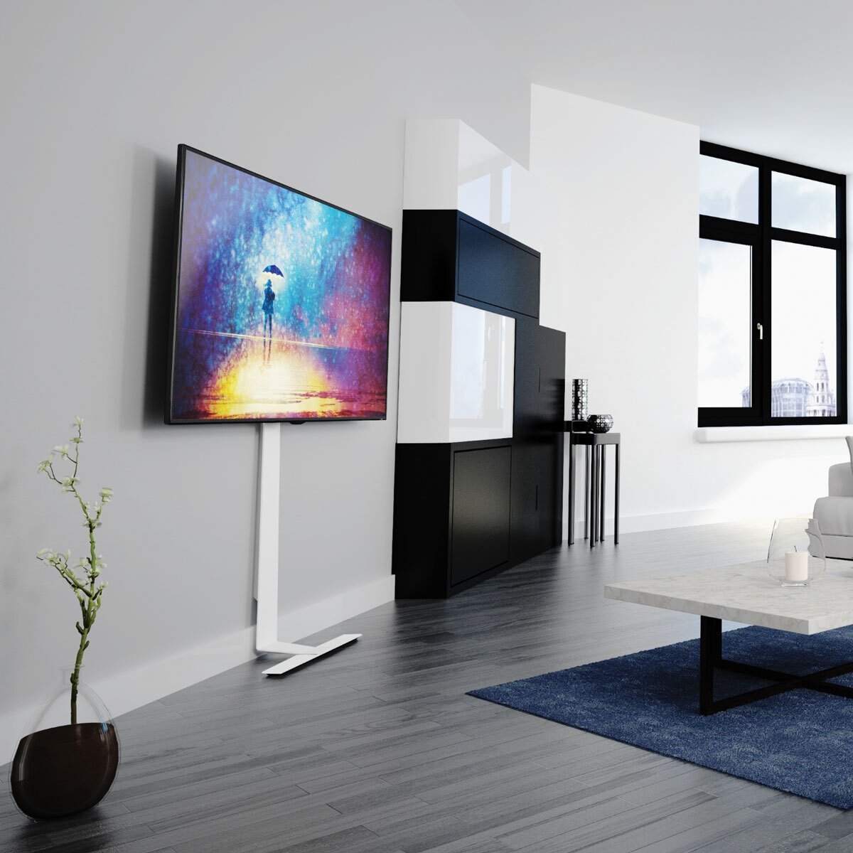 AVF Kelso Against the Wall TV Stand for TV's up to 80" in White - Signature Retail Stores