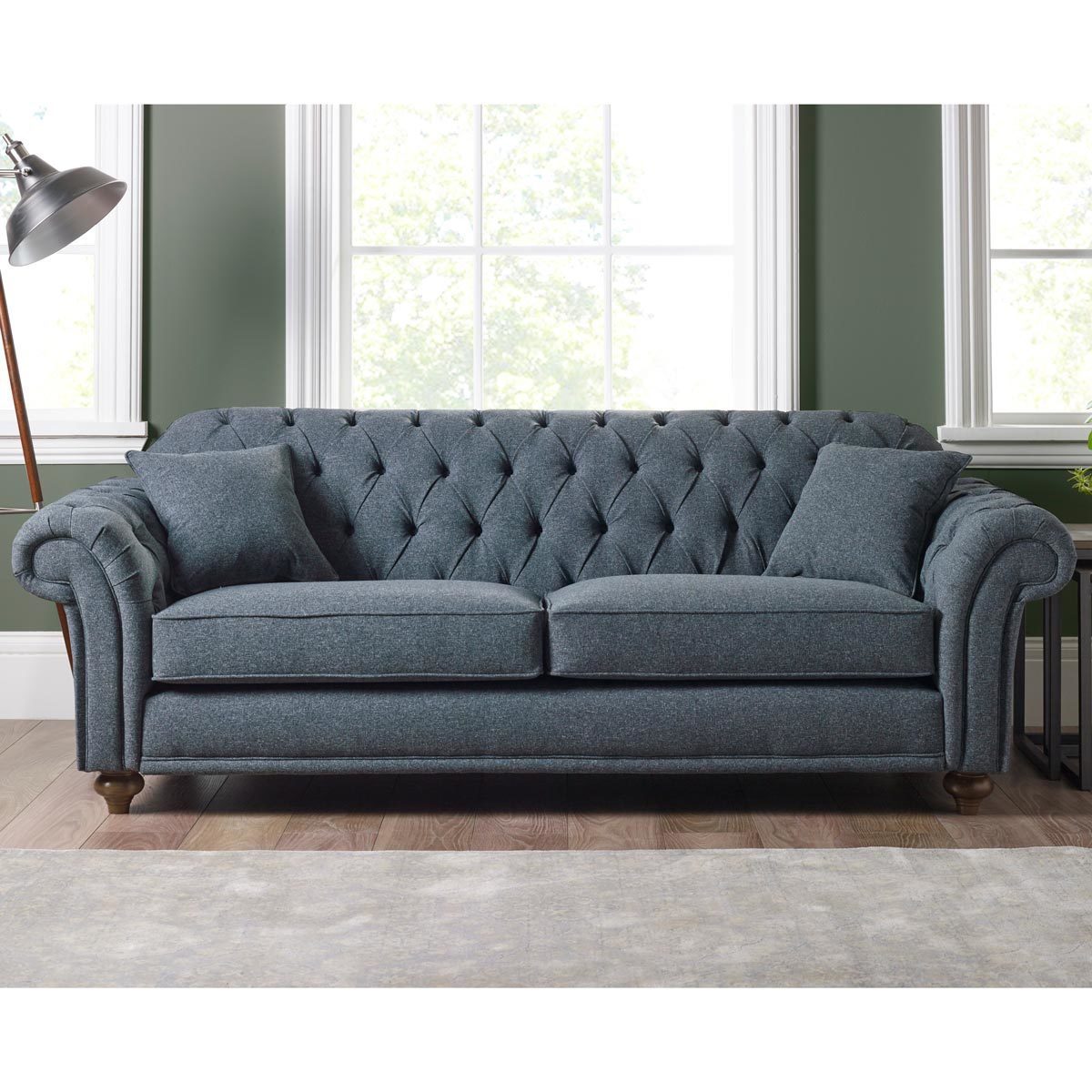 Bordeaux Button Back 3 Seater Fabric Sofa, Grey - Signature Retail Stores