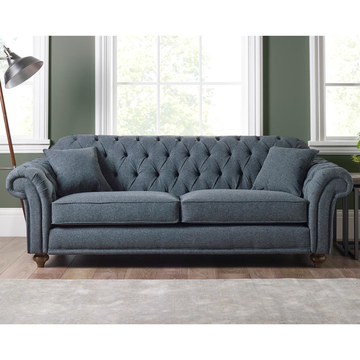 Bordeaux Button Back 4 Seater Fabric Sofa, Grey - Signature Retail Stores