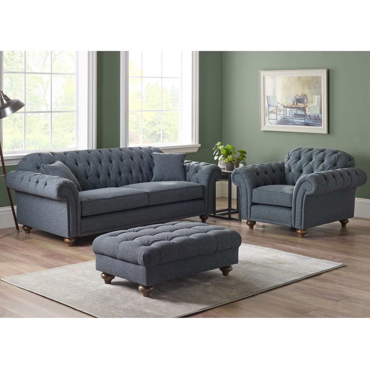 Bordeaux Button Back 4 Seater Fabric Sofa, Grey - Signature Retail Stores
