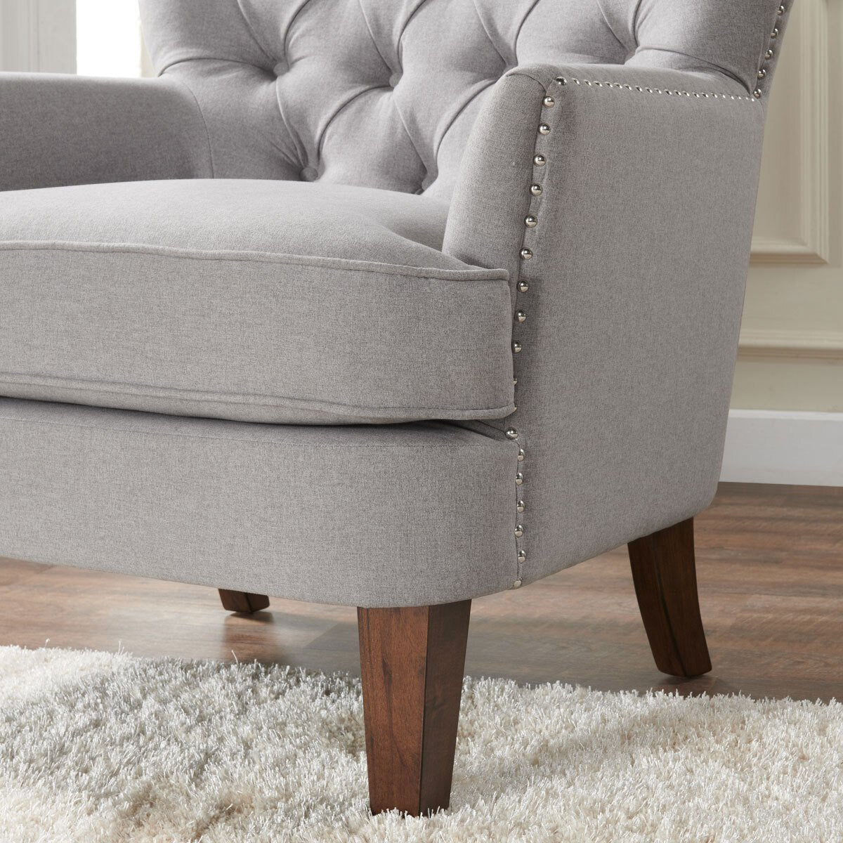 Brittany Grey Fabric Accent Chair with Ottoman - Signature Retail Stores
