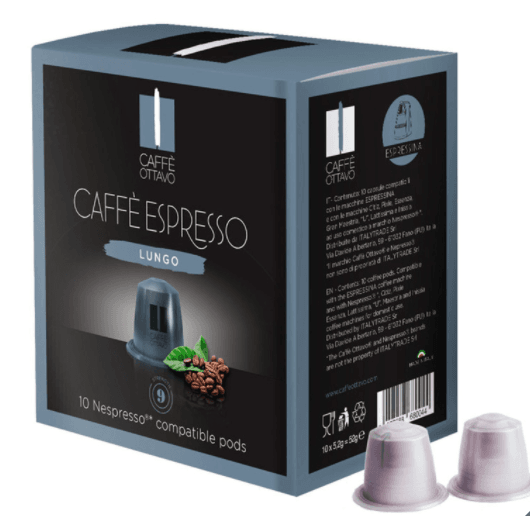 Caffe Ottavo Nespresso Compatible 120 Coffee Pods, Lungo - Signature Retail Stores