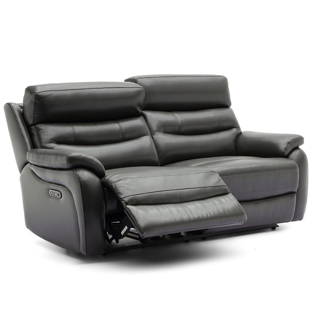 Fletcher Dark Grey Leather Power Reclining Large 2 Seater Sofa with Power Headrest - Signature Retail Stores