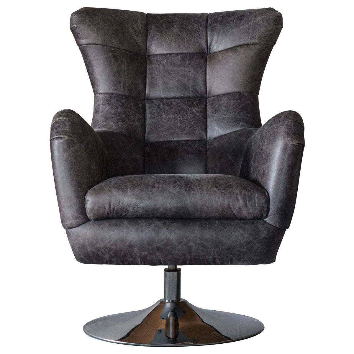 Gallery Newport Top Grain Leather Swivel Chair, Ebony - Signature Retail Stores