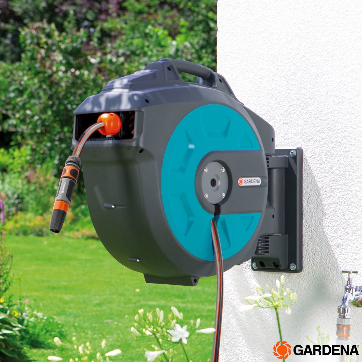 Gardena Wall-Mounted 35m (114.8ft) Hose Box with Automatic Roll-Up - Signature Retail Stores