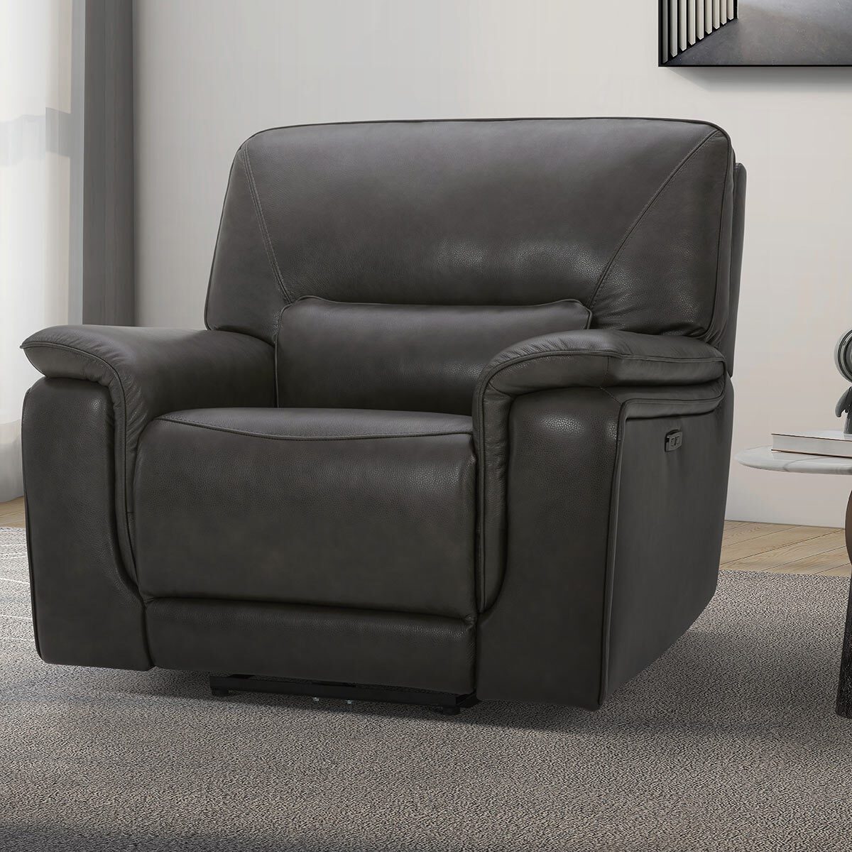 Gilman Creek Maxwell Grey Leather Power Recliner Armchair With Power Headrest - Signature Retail Stores