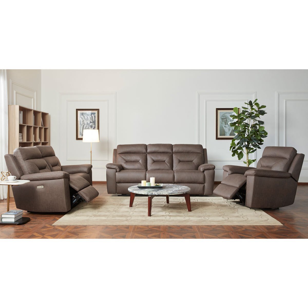 Kuka Justin Brown Fabric Power Reclining 2 Seater Sofa - Signature Retail Stores