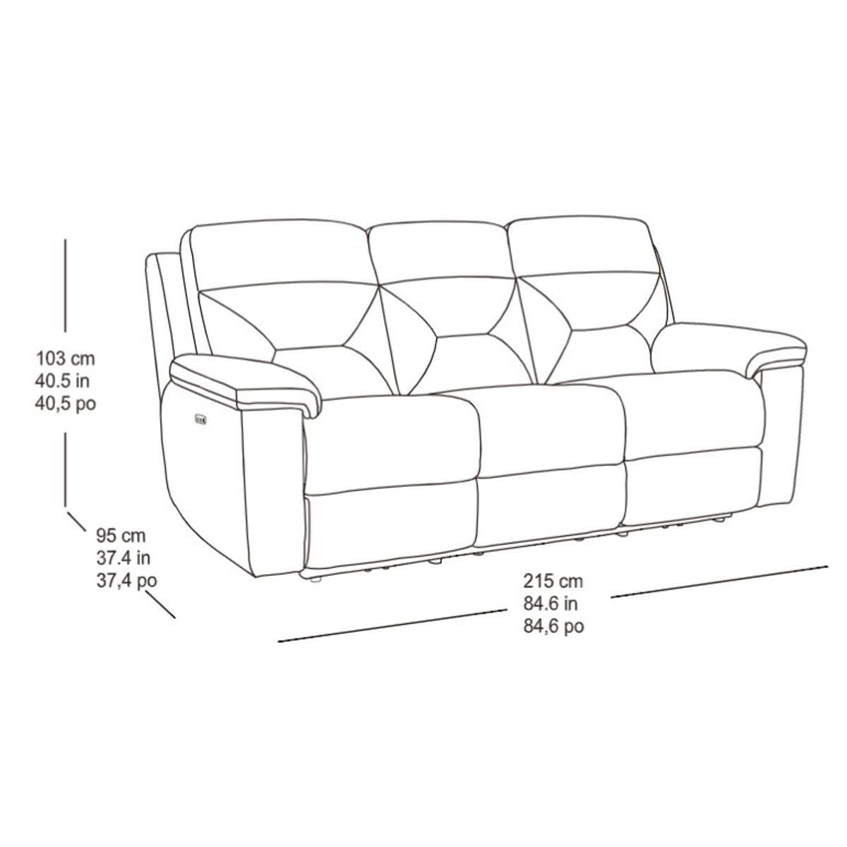 Kuka Justin Brown Fabric Power Reclining 3 Seater Sofa - Signature Retail Stores