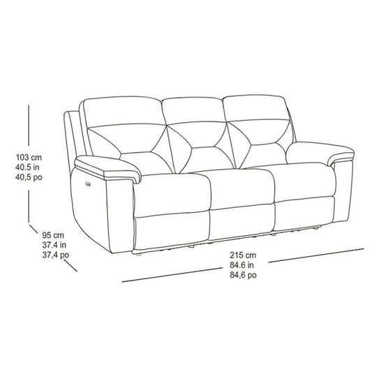 Kuka Justin Grey Fabric Power Reclining 3 Seater Sofa - Signature Retail Stores