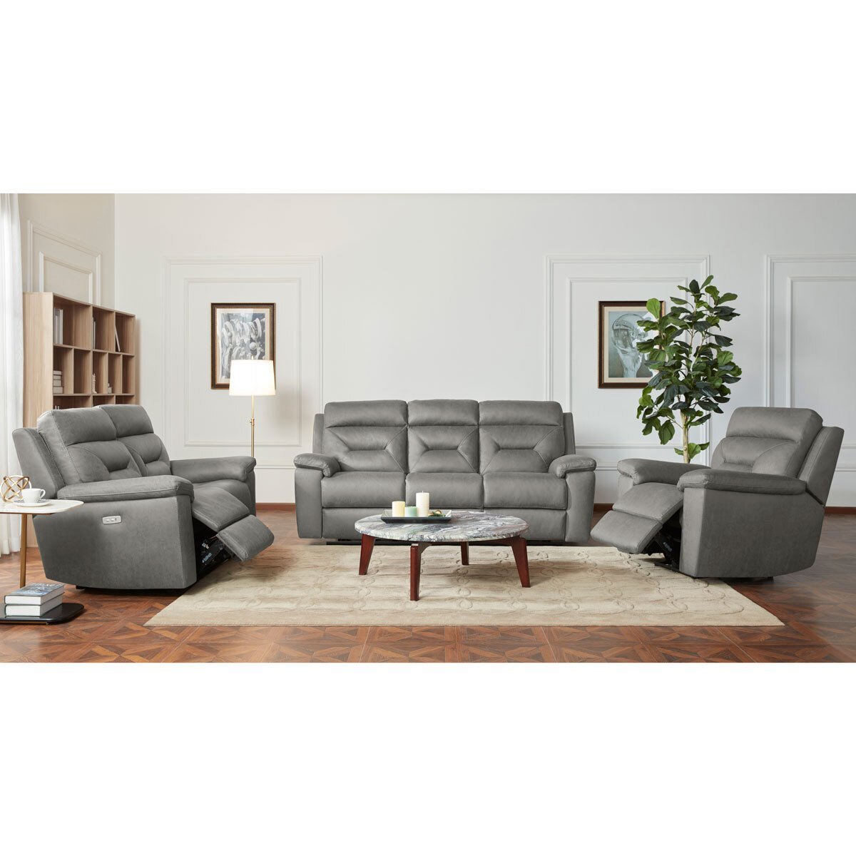 Kuka Justin Grey Fabric Power Reclining 3 Seater Sofa - Signature Retail Stores