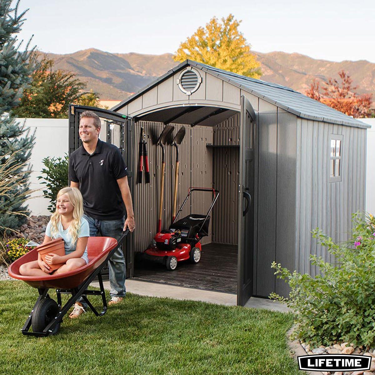 Lifetime Wood Look 8ft x 10ft (2.4 x 3m) Outdoor Storage Shed - Signature Retail Stores