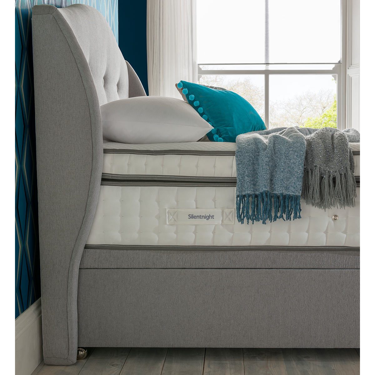 Silentnight Camden Slate Grey Fabric Full Height Headboard in 3 Sizes - Signature Retail Stores