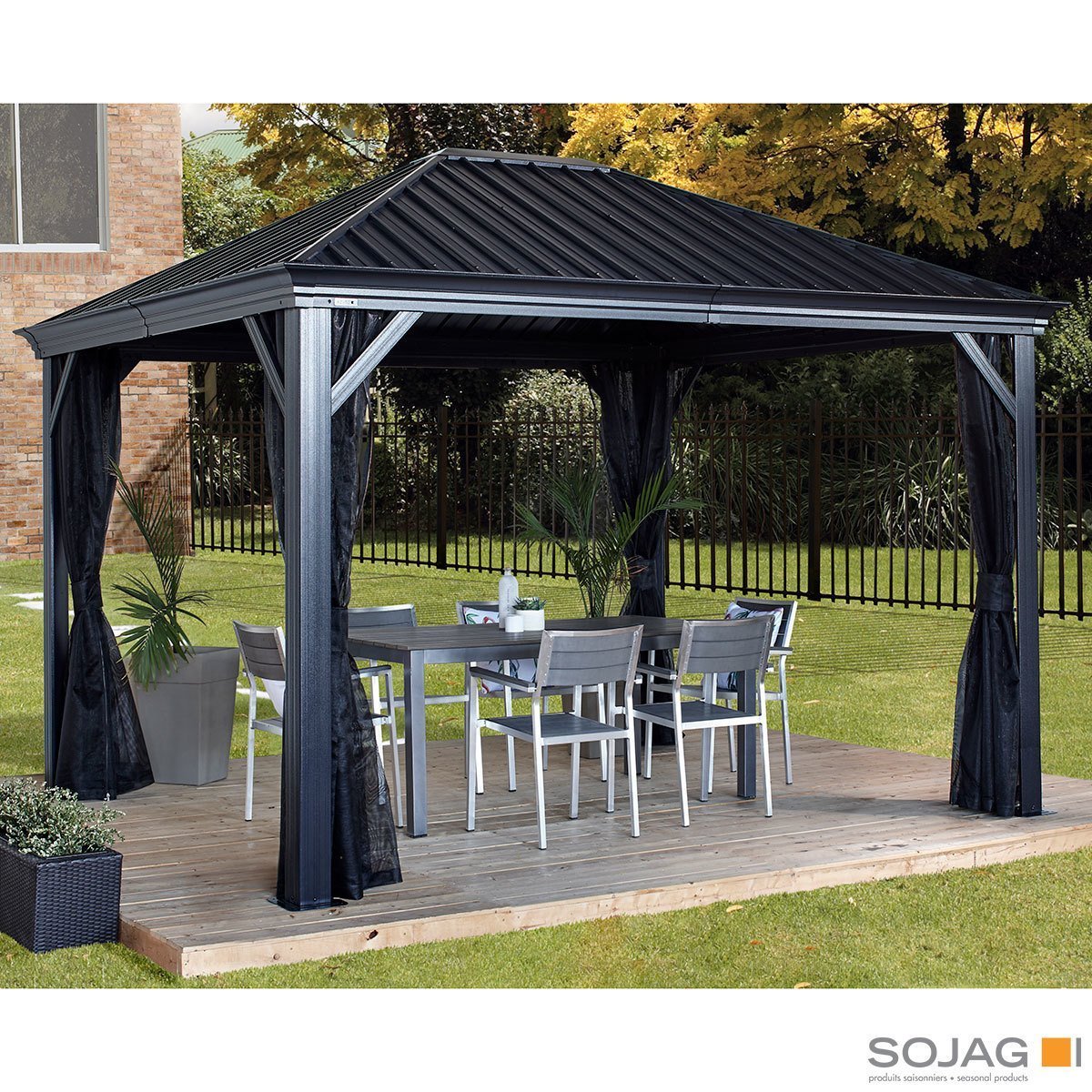 Sojag Marsala 10ft x 12ft (2.98 x 3.63m) Sun Shelter with Galvanised Steel Roof + Insect Netting - Signature Retail Stores
