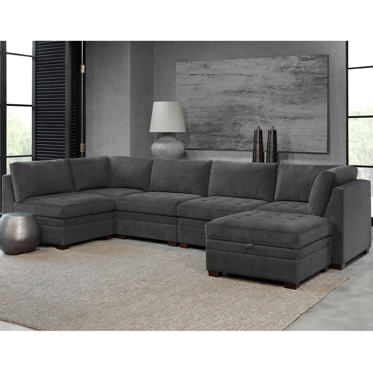 Thomasville Tisdale Dark Grey 6 Piece Modular Fabric Sofa - Signature Retail Stores