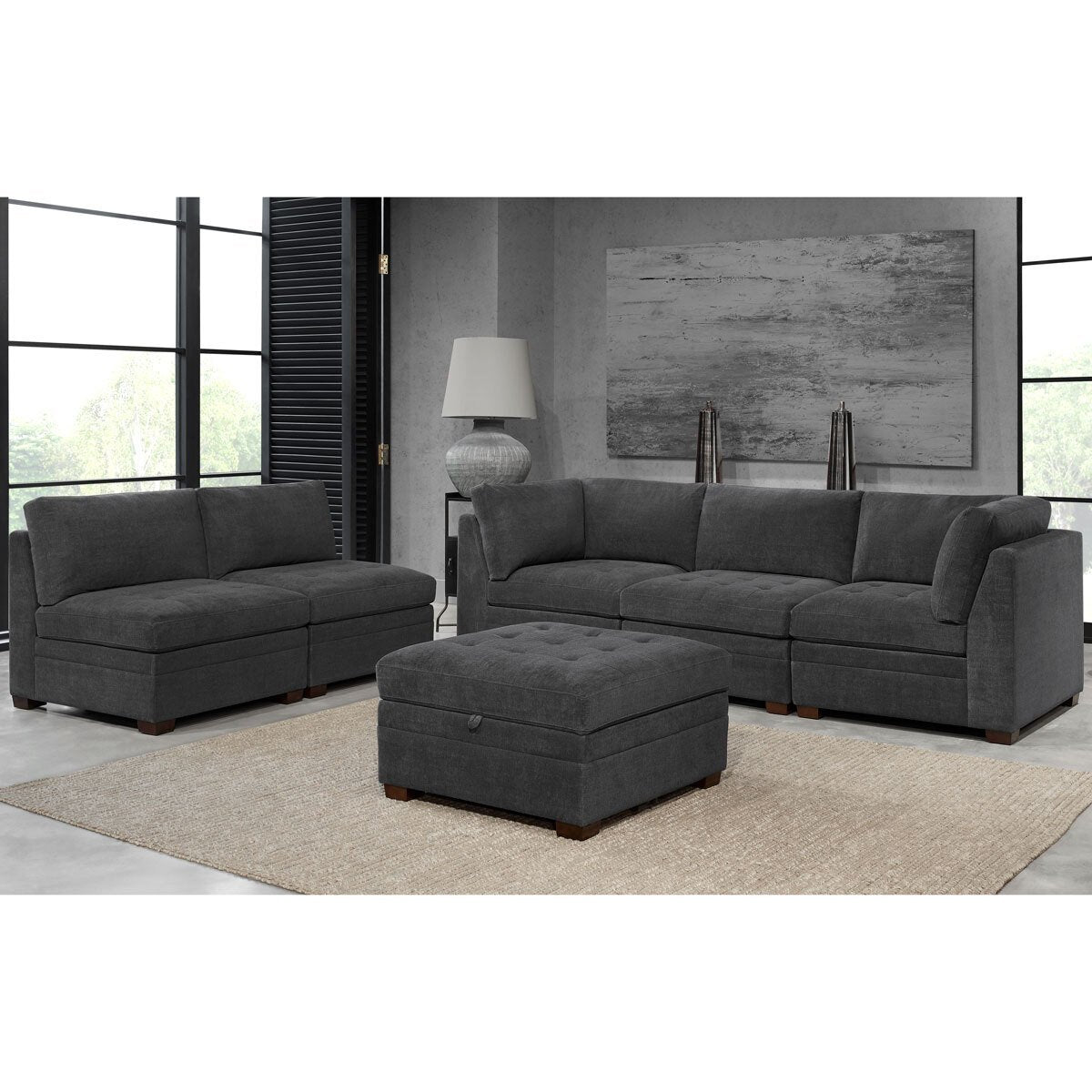 Thomasville Tisdale Dark Grey 6 Piece Modular Fabric Sofa - Signature Retail Stores